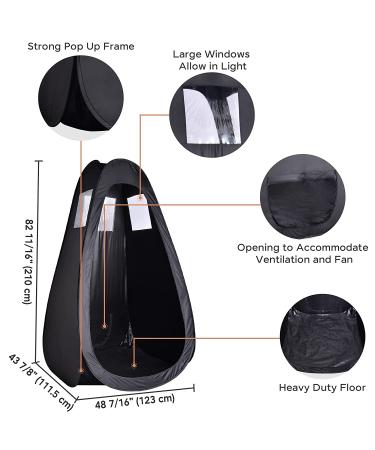 AW Black Portable Spray Tanning Tent Pop Up Booth | Sunless Waterproof with Clear Window & Carry Bag | 49x45x84 - Perfect for Makeup & Painting - Buy Online on SooperMarket.com