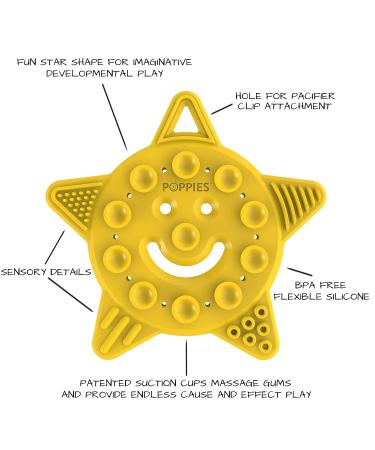 Poppies Smiley The Star BPA-Free Silicone Suction Cup Teether & Sensory Bath Toy (Yellow) - Buy Online on SooperMarket.com