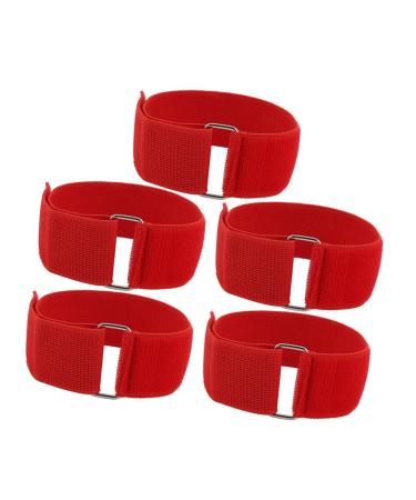 Chiciris 5 pieces 3-legged racing ribbons portable outdoor group party racing straps for children and adults birthday carnival party field day red