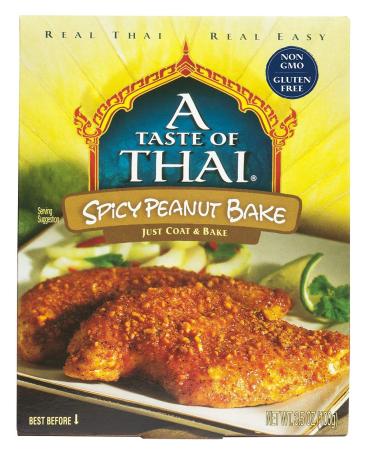 A Taste of Thai Spicy Peanut Bake - 3.5oz Pack of 6 Ready to Use Seasoned Coating | Perfect for Chicken Fish Meat & Vegetables | Gluten-free | Non-GMO | Trans Fat-Free