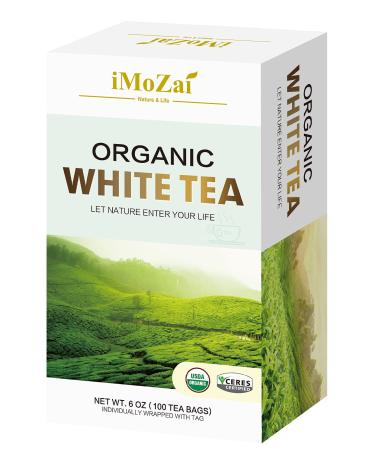 Imozai Organic White Tea Bags 100 Count Individually Wrapped