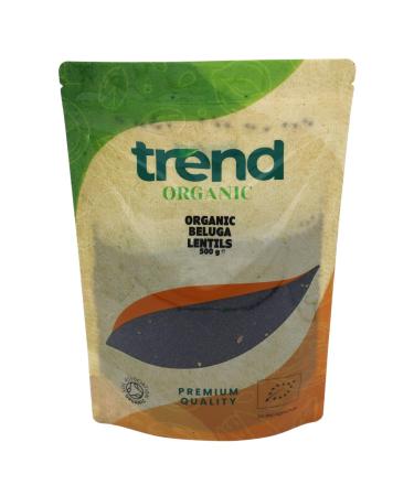 Trend Organic Beluga Lentils: Nutrient-Rich and Firm Textured Black Lentils Ideal for Salads Soups and Main Courses Certified Organic Vegan Non-GMO No Perservatives or No Additives Raw 500g 500.00 g (Pack of 1)