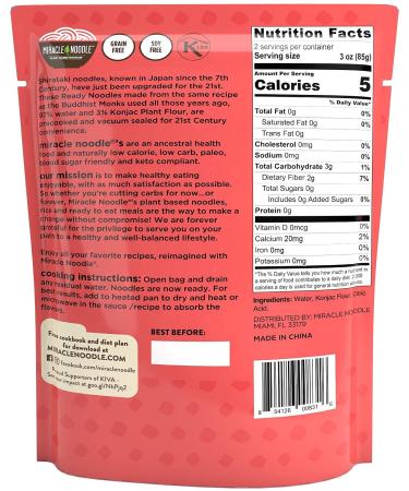 Miracle Noodle Fettuccine Shirataki Noodles  Ready To Eat Konjac Noodle - Keto Friendly  Paleo  Vegan  Gluten Free  Low Carb  Low Calorie  Soy Free  Miracle Noodles - 7 Ounce (Pack Of 6) - Buy Online on SooperMarket.com