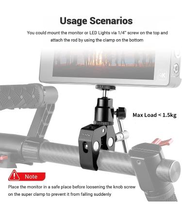 SmallRig Super Clamp Mount with Mini Ball Head & Hot Shoe Adapter for LCD Monitors, LEDs, Flash, Microphones - Compatible with Gopro, DJI Action 2, Insta360 - Buy Online on SooperMarket.com