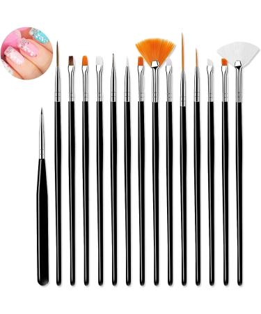 best Gel Nail Brush For Poly Gel Gum Gel and Builder Gel Nail Extensions Nail Art Synthetic Blackgel brush Ombre brush (Nail Art Brueshes set -black)