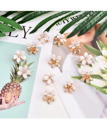 Xzeemo 12pcs Mini Flower Claw Clips Set - Non-Slip Hair Clips for Girls and Women - Ideal for Daily Wear, Parties, and Wedding Hairstyles - White - Buy Online on SooperMarket.com