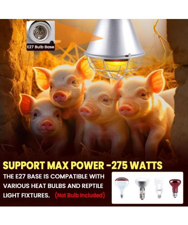 BrightArk 250W Poultry Heat Lamp with 2.5M Wire and 2M Hanging Chain - Energy Saving Switch, Livestock Breeding Brooder Lamp for Puppies, Chicks, Piglets, Reptiles (No Bulb) - Buy Online on SooperMarket.com
