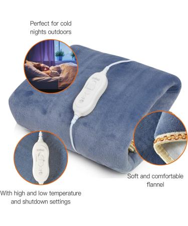 SXCDD Blue Electric Heated Blanket | 3 Heat Settings | Flannel Warmth 180 x 90 cm | International Shipping - Buy Online on SooperMarket.com