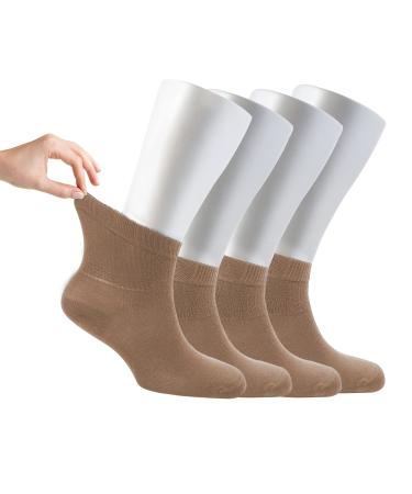 Cosyfeel Women Loose Diabetic Socks | 4-Pack Neuropathy Ankle Socks for Ladies | Super Soft Eco-Friendly Bamboo Material | Durable with Seamless Toe | Multicolour Patterns | 4 Seasons 4-7 HAZEL