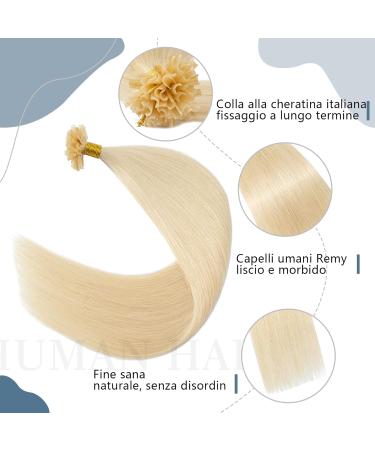 24 inches Pre Bonded Hair U Tip Extensions 1g 100 Strands Keratin Fusion Invisible Nail 100g Real Remy Human Hair(#613 Bleach Blonde) - Buy Online on SooperMarket.com