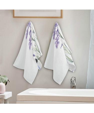 Blueangle Watercolor Lavender Print Hand Towels - Set of 2, 14.4 x 28.3 inches - Decorative Guest Towels for Bathroom, Spa, Gym - Buy Online on SooperMarket.com