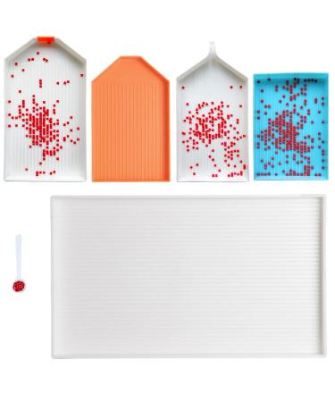 5 Pcs Extra Large Diamond Painting Tray Organizer,Plastic Trays for Beads,Diamond Art Accessories, Rhinestone Dot Tools for DIY Gem Art Craft(5 Trays,1 Spoon) 5 Pack