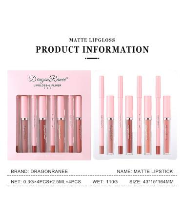 Shop 6 Matte Liquid Lipsticks & Matching Lip Liner Kit - Waterproof Long-Lasting Makeup Gift for Women & Girls - Buy Online on SooperMarket.com