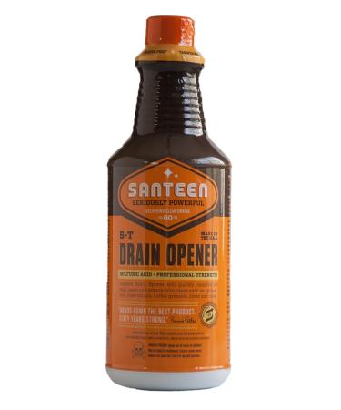 Santeen Drain Opener Case of 6 (32oz) - Pro Strength Grease & Organic Material Dissolver | Safe for PVC Septic Toilet Shower | Virgin Sulfuric Acid Formula - Buy Online on SooperMarket.com