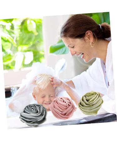 Angoily 3pcs Rose Bath Balls - Natural Loofah Body Scrubber & Shower Back Scrubber for Adults | High-Quality Bath Poufs & Brushes for Relaxing Bath Experience - Buy Online on SooperMarket.com