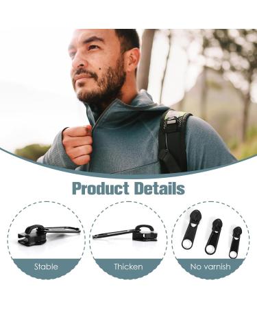 15-Part Zipper Repair Set - Universal Metal Zipper Pulls & Slides for Easy Textile & Luggage Fixes - Black - Buy Online on SooperMarket.com