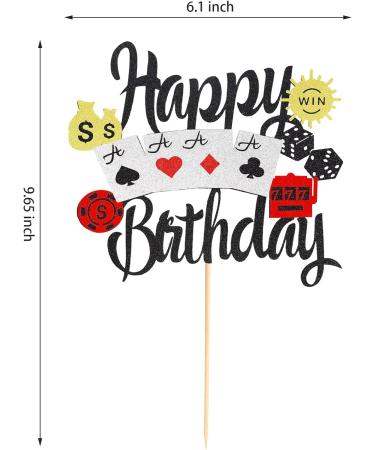 Arthsdite 1Pc Casino Cake Topper Poker Game Chips Player Happy Birthday Cake Pick Decorations for Las Vegas Casino Night Theme Birthday Party Supplies - Buy Online on SooperMarket.com