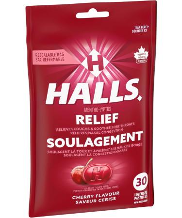 HALLS Cherry Flavour Cough Drops Throat Lozenges Sore Throat Relief Mentho-Lyptus 30 Lozenges Cherry 30 Count (Pack of 1) - Buy Online on SooperMarket.com