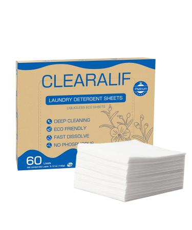 Laundry Detergent Sheets Up to 60 Loads Fresh Linen - Great For Travel Apartments Dorms No Plastic Sustainable Biodegradable-New Liquid-Less Technology - Lightweight flax 60 Loads