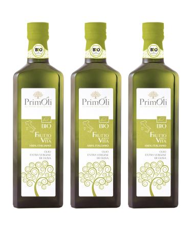 Primoli cold -pressed organic olive oil il Frutto della Vita from 100% Italian organic olives from bioools fruity ideal to homemade pasta grilled vegetables roast or bruschetta 3x500 ml bio organic 500 ml (3 Pack)
