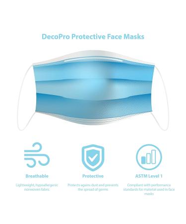 100-Piece Disposable Procedural Face Masks for Mouth and Nose Safety Protection - 3-Layer Filter Barrier | DecoPro Exclusive - Buy Online on SooperMarket.com