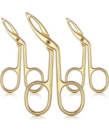 Ey brows tweezers scissors shaped eyebrow tweezers straight lace clip flat pointed tweezers hair-picker straight pointed hair gripping eyebrow (gilded 3 packs)