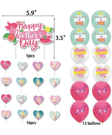 17Pcs Mother's Day Cake Toppers+12Pcs Mother's Day Ballons Happy Mother's Day Cupcake Toppers Mother's Day Gift Mother's Day Cake Party Decoration Supplies. - Buy Online on SooperMarket.com