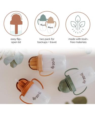 ZoLi BOT 2.0 Weighted Straw Sippy Cup - Spruce Green | Toddler Training & Transition Straw Cup with Handles - Buy Online on SooperMarket.com