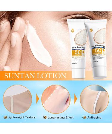 Rice Korean Sunscreen SPF 50+ | Organic Hydrating Moisturizer for Face & Body | No White Cast All Skin Types - Buy Online on SooperMarket.com