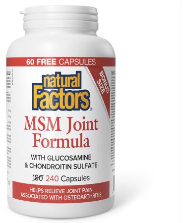 Natural Factors MSM Joint Formula Bonus Size - 240 capsules - Buy Online on SooperMarket.com