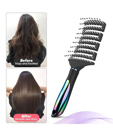 Curved Vented Detangling Hair Brush for Faster Blow Drying - Professional Vent Detangler for All Hair Types (Black) - Buy Online on SooperMarket.com