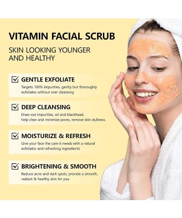 Vitamin C Facial Scrub & Exfoliator for Deep Cleansing & Brightening - 3.25 Oz - Buy Online on SooperMarket.com