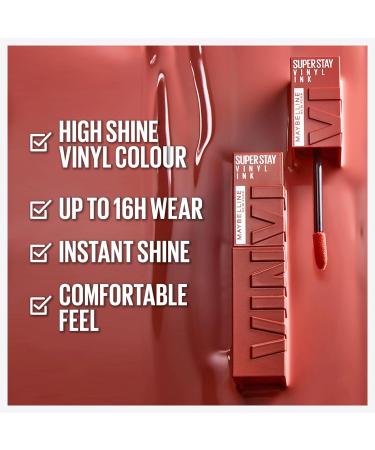 Maybelline SuperStay Vinyl Ink Liquid Lipstick - Punchy 120 | Long-Lasting & Smudge-Free Formula - Buy Online on SooperMarket.com