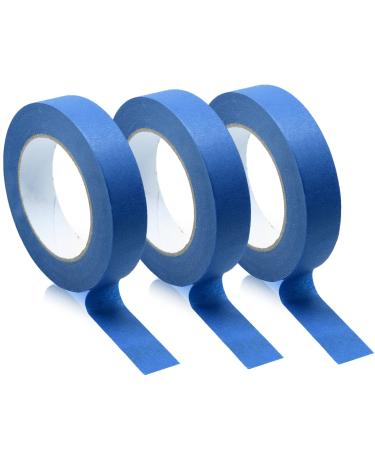 3PCS Premium Blue Painters Tape Paint Tapes Masking Tape for DIY Crafts & Arts Painting Tape with Adhesive Backing Easy Removal Paper Rolls for Decoration Labeling Packing Home (0.94IN X 65FT)
