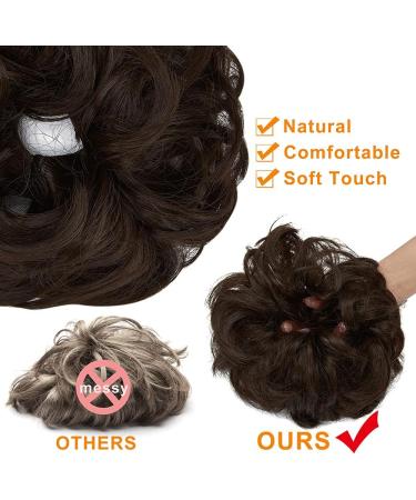 Medium Brown Messy Bun Hair Piece Scrunchie Extension - Curly Wavy Updo Hairpiece for Women & Girls - Buy Online on SooperMarket.com