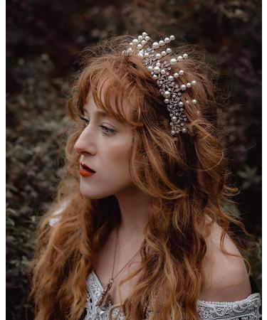 SWEETV Vintage Pearl Tiara | Bronze Queen Crown for Women | Royal Wedding Tiaras and Crowns | Jeweled Birthday Quinceanera Pageant Prom Headpiece - Valerie - Buy Online on SooperMarket.com