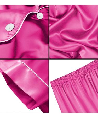 SWOMOG Kids Silk Pyjamas Set - Short Sleeve Satin PJs for Girls Boys in Rose, Ages 4-16 - Buy Online on SooperMarket.com