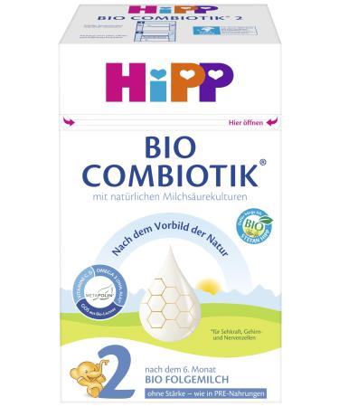 HiPP Organic Milk Formula 2 ORGANIC Combiotik without starch pack of 4 (4 x 600g) New-2 ORGANIC Combiotik without starch 600 g (pack of 4)