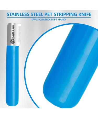 FLAMIA & JABZ Medium Dog Stripping Knife - Right-Handed Stainless Steel & Comfortable Plastic Handle for Grooming - Buy Online on SooperMarket.com