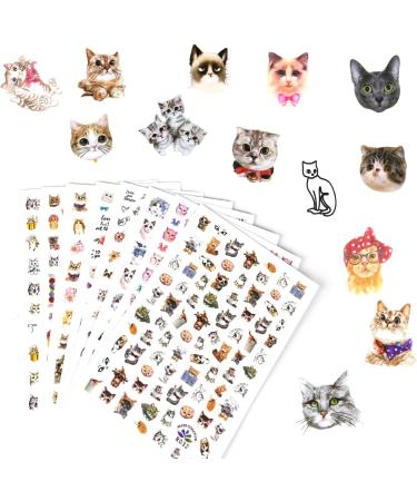 PHOGARY Cat Nail Stickers - 8 Sheets Nail Art Decals for Women & Girls | Perfect for False Nails & Manicure Gifts - International Shipping Available - Buy Online on SooperMarket.com