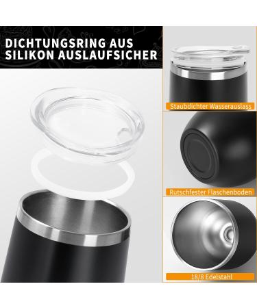 Telanks Mate Becher - 340ml Double-Walled Stainless Steel Yerba Mate Cup with Bombillas & Cleaning Brush | Black - Buy Online on SooperMarket.com