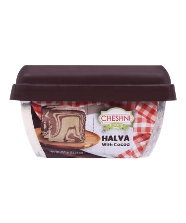 CHESHNI Halvah with Cocoa, Traditional Halva Candy, Kosher Sesame Halva 12.34 Oz Cacao