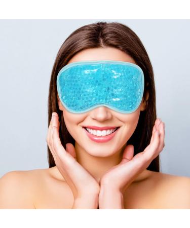 MIVORA Cooling Gel Mask for Puffy Eyes Reusable Hot Cold Therapy for Migraine Headache Dark Circles Dry/Swollen Eyes Sinus Pain Light Blue (B-blue)