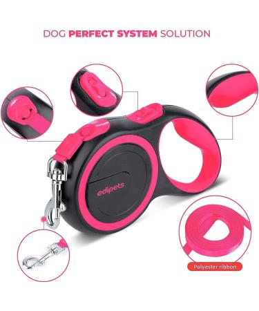 Edipets 5m Retractable Dog Leash - Flexible & Extendable Pink Leash for Dogs Up to 50kg | Perfect for Walks & Outdoor Adventures - Buy Online on SooperMarket.com