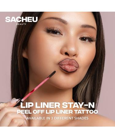 Sacheu Lip Liner Stay-In - Peel Off Lip Stain with Hyaluronic Acid & Vitamin E - Long Lasting Tattoo Lip Liner - nOOHde Shade - Buy Online on SooperMarket.com