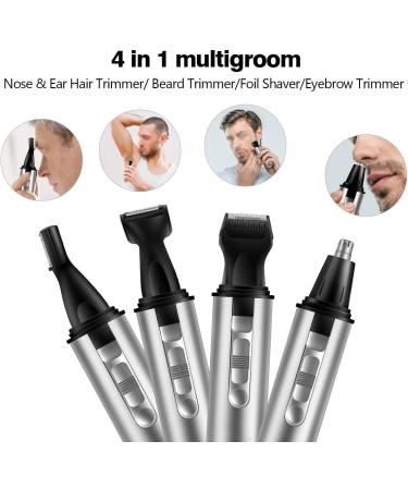 4 in 1 Nose Hair Trimmer for Men - Waterproof Ear & Eyebrow Clipper Travel-Friendly Battery-Powered Grooming Tool - Buy Online on SooperMarket.com