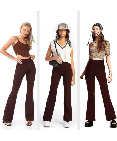 Womens High Waisted Bootcut Yoga Pants - Flare Leggings for Workout and Lounge (Brown, Small) - Buy Online on SooperMarket.com