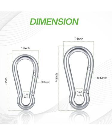 4 Pack 3-inch Marine Grade 316 Stainless Steel Carabiner Clips for Gym and Outdoor Activities - Buy Online on SooperMarket.com