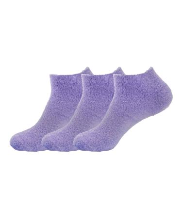 BambooMN Women's Super Aloe Infused Fuzzy Nylon Socks - Purple - Small