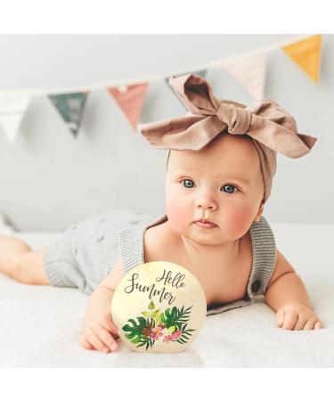 Baby Monthly Milestone Cards - Reversible Wooden Discs for Newborn Photography - Includes Announcement & Hello World Sign - Buy Online on SooperMarket.com